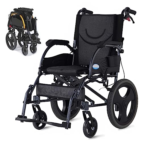 Bueuwe Ultraleichter Rollstuhl Faltbar Leicht Reiserollstuhl mit Trommelbremse, Schmaler Rollstuhl für Wohnung, Transportrollstühle, Klappbare Rückenlehne, Sitzbreite 46 cm, Leichtgewicht Bueuwe Ultraleichter Rollstuhl Faltbar Leicht Reiserollstuhl mit Trommelbremse, Schmaler Rollstuhl für Wohnung, Transportrollstühle, Klappbare Rückenlehne, Sitzbreite 46 cm, Leichtgewicht von Bueuwe