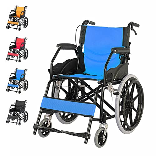 Bueuwe Leicht Faltbar Rollstuhl mit Trommelbremse, Reiserollstuhl für Behinderte, Leichtgewicht Schmal Rollstühle mit Selbstantrieb, Belastbarkeit 150 kg, Sitzbreite 44.5 cm,Blau Bueuwe Leicht Faltbar Rollstuhl mit Trommelbremse, Reiserollstuhl für Behinderte, Leichtgewicht Schmal Rollstühle mit Selbstantrieb, Belastbarkeit 150 kg, Sitzbreite 44.5 cm,Blau von Bueuwe