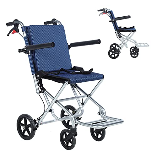 Rollstuhl Faltbar Leicht Aluminium Reiserollstuhl, Leichter Rollstuhl Unter 10 kg, Transportrollstuhl, Rollstühle für Senioren, Trommelbremsen mit Feststellfunktion, 43cm Sitzbreite, Blau Rollstuhl Faltbar Leicht Aluminium Reiserollstuhl, Leichter Rollstuhl Unter 10 kg, Transportrollstuhl, Rollstühle für Senioren, Trommelbremsen mit Feststellfunktion, 43cm Sitzbreite, Blau von Bueuwe