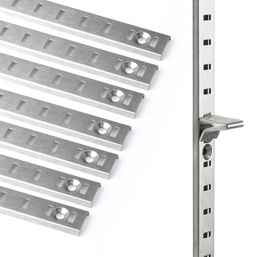 Bueyfolt 43,2 cm (17 Zoll) 8 Stück Pilaster-Regalhalterungen, verstellbare Einsteckregalschienen mit Schrauben für Wandregalsystem von Bueyfolt