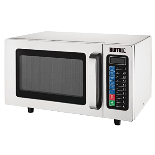 Buffalo 1000 W programmierbare kommerzielle Mikrowelle 25 Liter, Edelstahl, 5 Leistungsstufen, inklusive abnehmbarem Spritzschutz, FB862 von Buffalo