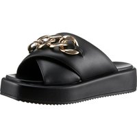 Buffalo Pantolette "MIA CROSS", Plateau, Sommerschuh, Schlappen mit goldfarbener Zierkette von Buffalo