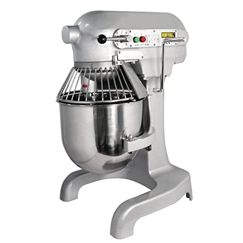 Buffalo 550 W kommerzieller Tisch-Planetenmixer, 9 Liter, Silber, drei Geschwindigkeiten – inklusive Schneebesen, Knethaken und Rührbesen, GL190 von Buffalo