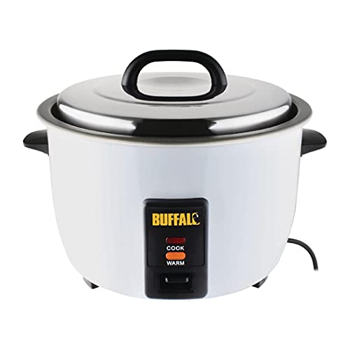 Buffalo 1055kW Gewerblicher Reiskocher 4Ltr, Weiß, Reiskapazität: 10 Ltr gekocht / 4,2 Ltr trocken, Antihaftbeschichteter Topf, Reismaß und Spatel inklusive, CN324 von Buffalo