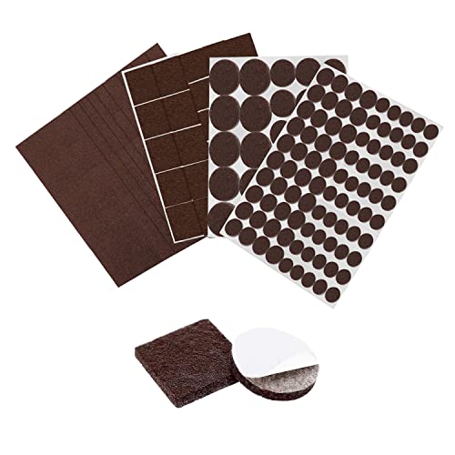 BufferABC Premium Filzgleiter Selbstklebend, Stark Klebendes Filzgleiter für Stühle, Profi Möbelschoner Filz Stuhlgleiter - 166 Teile 9 Größen Möbelgleiter Set (Braun) von BufferABC