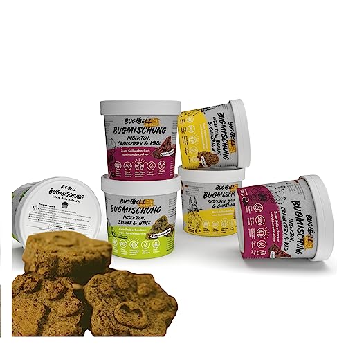 BugBell 6x150g Mixset BugMischung, Backmischungen zum selberbacken von Hundekuchen, verschiedene Sorten, ohne Zucker, ohne Getreide, hergestellt in DE, funktionale Leckerlis für Hunde, Hundesnack von BugBell