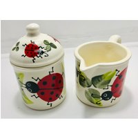 Marienkäfer Sahne Und Zucker Set, Geschenke Für Sie, Muttertagsgeschenk, Nützlich, Einzigartiger Marienkäfer, Spülmaschinen Mikrowellengeeignet von BugLadyPottery