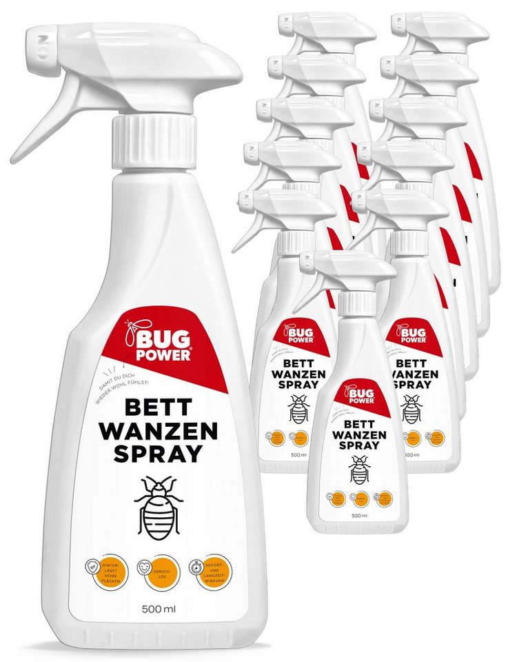 BugPower Insektenspray Bettwanzen Spray, 500 ml, 12-St., effektiv gegen Bettwanzen und deren Larven von BugPower