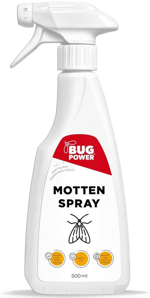 BugPower Insektenspray Motten Spray gegen Kleider- & Lebensmittelmotten, 500 ml, 1-St. von BugPower