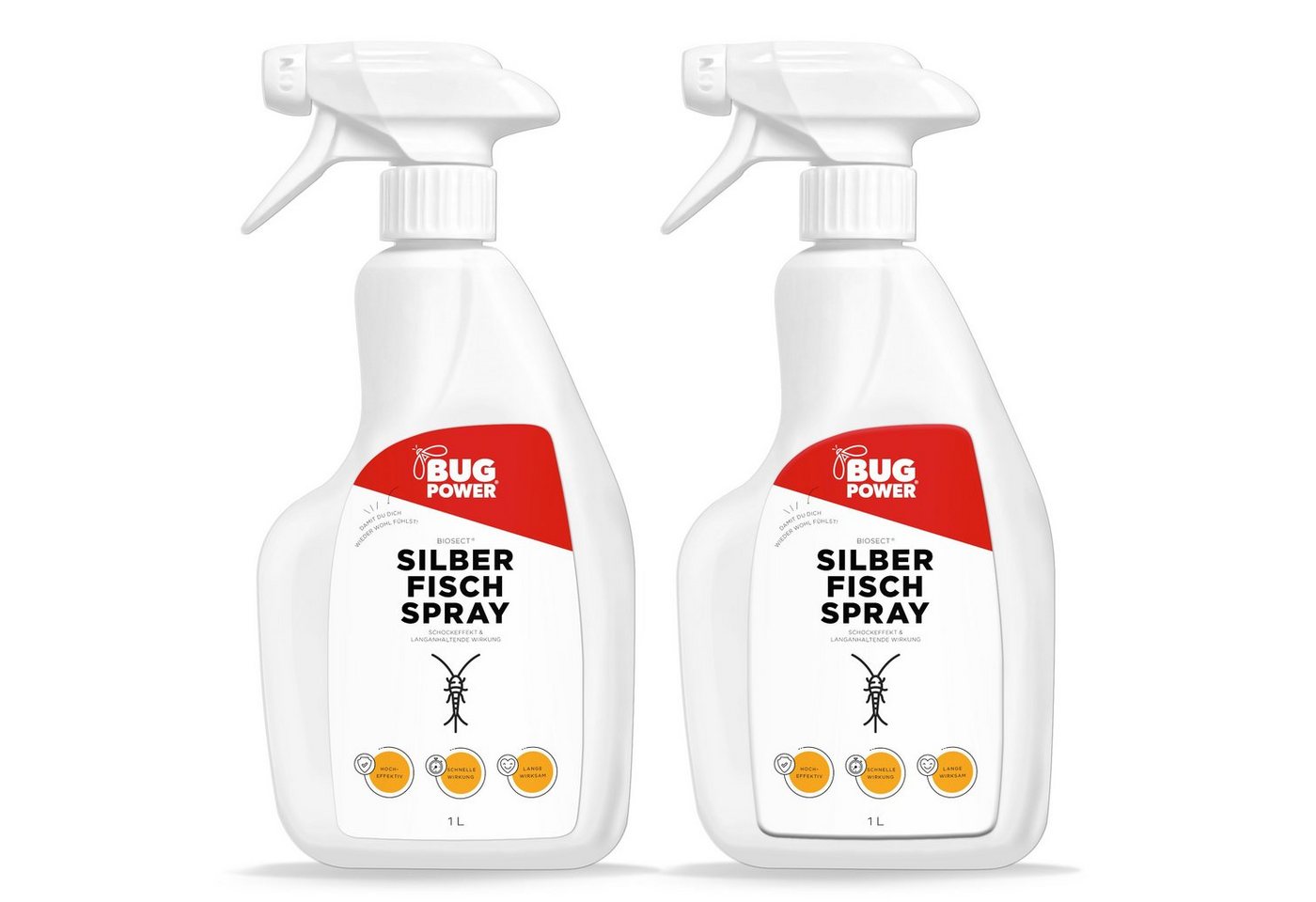 BugPower Insektenspray Silberfisch Spray gegen Papierfische & Silberfische, 1000 ml, 2-St., mit Knock-down-Effekt von BugPower