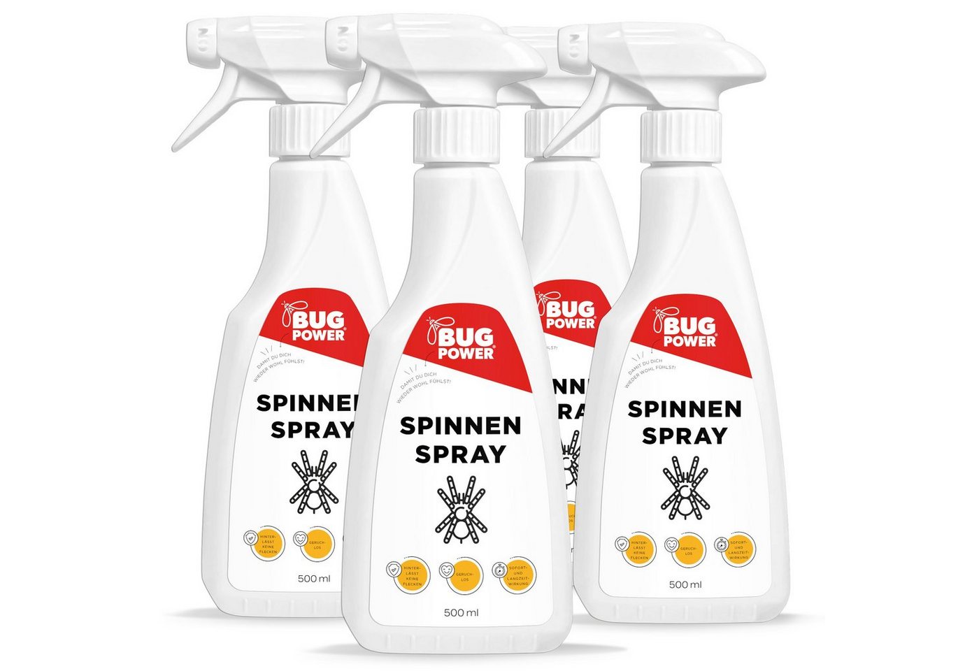 BugPower Insektenspray Spinnen Spray, 500 ml, 4-St., effektiv gegen Spinnen von BugPower