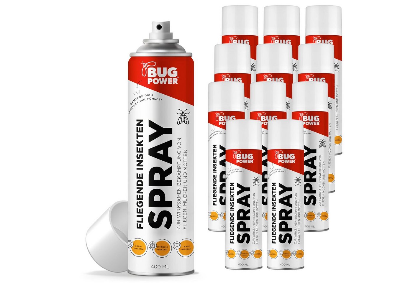 BugPower Insektenspray Spray gegen fliegende Insekten, 400 ml, 12-St. von BugPower