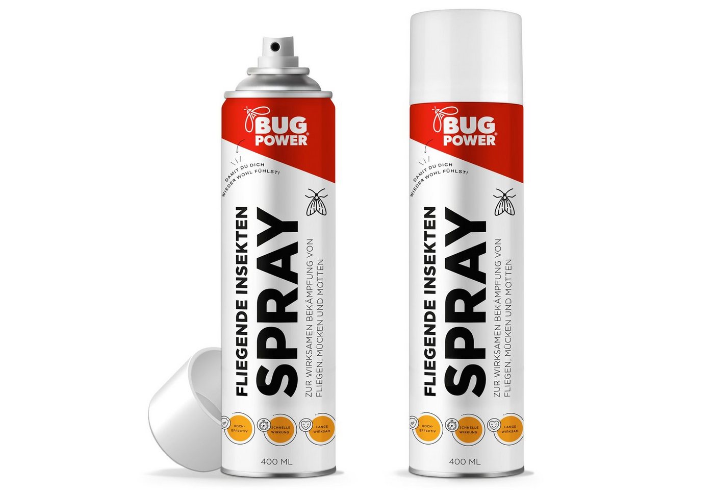 BugPower Insektenspray Spray gegen fliegende Insekten, 400 ml, 2-St. von BugPower