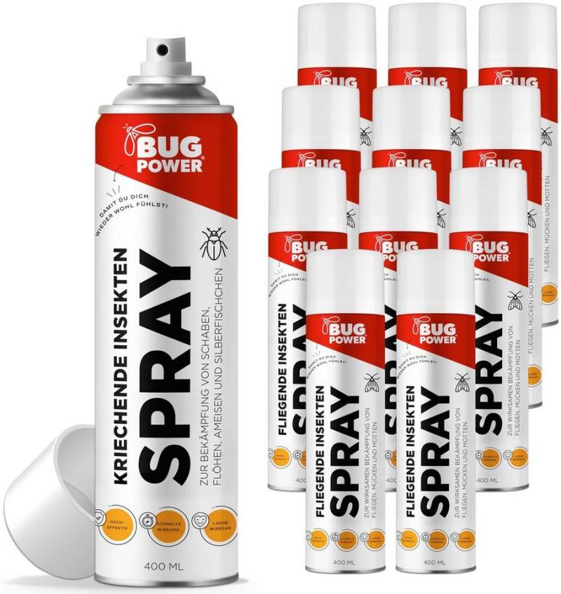 BugPower Wespenspray Spray gegen kriechende Insekten und Wespen, 400 ml, 12-St. von BugPower