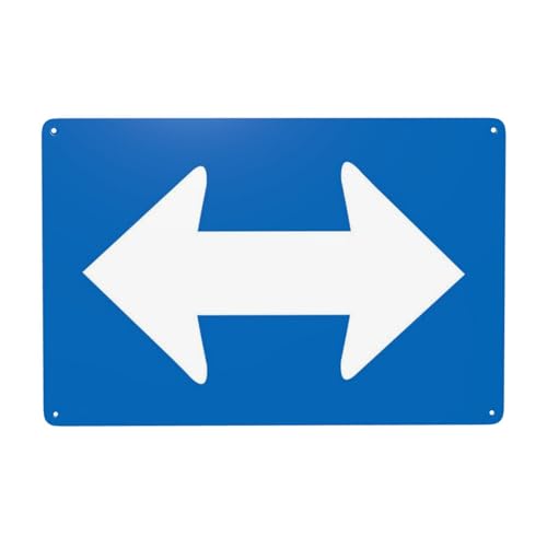Beidseitiges blaues Brettpfeilschild, Metallschild, Warnschild, Sicherheitswarnschild, Straßen-, Geschäfts-Wanddekoration, 30,5 x 20,3 cm von Bugana