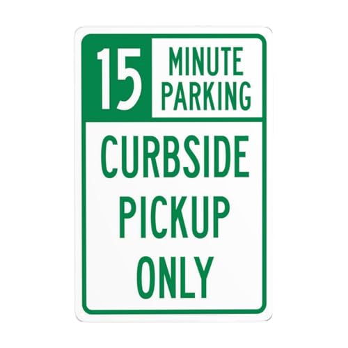 Blechschild mit Aufschrift "15 Minute Parkplatz", Aufschrift "Curbside Pickup Only", Warnschild mit Aufschrift "Cautions Security", Parkplatz-Sicherheitswarnung, perfekt für Straßengeschäfte und von Bugana