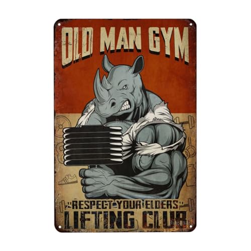 Bugana Old Man Gym Respect Your Elders Metallschild Chic Vintage Blechschilder Retro Rusty Traces Poster Klassische Designs Stilvoll Lustig Dekor Kunst Geschenke 20,3 x 30,5 cm von Bugana