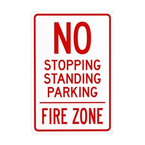 Metall-Warnschild, Aufschrift "No Stopping Standing Or Parking Fire Zone", Warnschild, Sicherheits-Blechschild, Sicherheitsschild für Straße, Geschäft, Wanddekoration, 20,3 x 30,5 cm Metall-Warnschild, Aufschrift "No Stopping Standing Or Parking Fire Zone", Warnschild, Sicherheits-Blechschild, Sicherheitsschild für Straße, Geschäft, Wanddekoration, 20,3 x 30,5 cm von Bugana