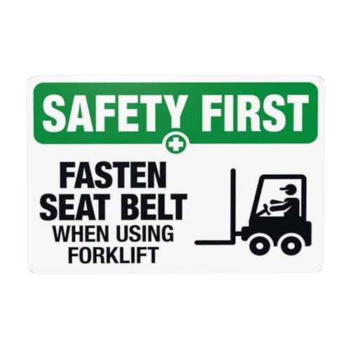 Metallschilder mit Aufschrift "Fasten Seat Belt When Using Forklift Cautions Security Tin Signs, Safety Warning Signs, Street Business Wall Decor 30,5 x 20,3 cm von Bugana