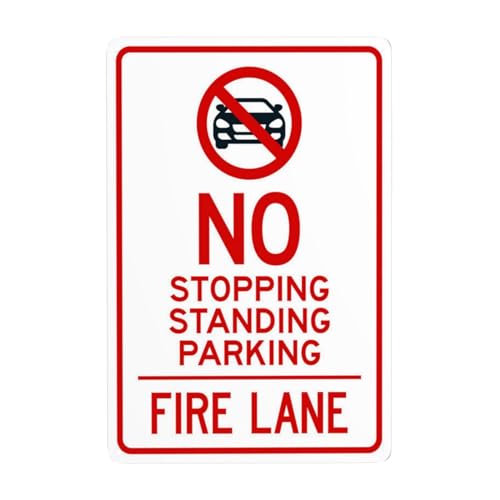 "No Stoppping Standing Fire Lane With Graphic Metal Warning Signs, Cautions Security Tin Signs, Safety Posted Signs for Street Business Wall Decor 20,3 x 30,5 cm von Bugana
