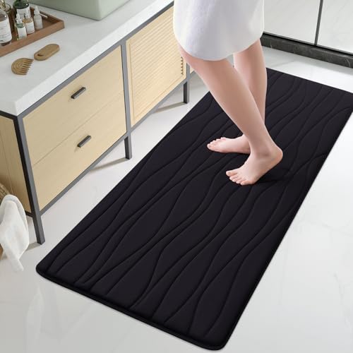 Buganda Badezimmerteppich aus Memory-Schaum, 119 x 61 cm, extra weiche und saugfähige Badematten, rutschfest und maschinenwaschbar, Badteppiche für Badezimmerboden, Badewanne und Dusche, Schwarz Buganda Badezimmerteppich aus Memory-Schaum, 119 x 61 cm, extra weiche und saugfähige Badematten, rutschfest und maschinenwaschbar, Badteppiche für Badezimmerboden, Badewanne und Dusche, Schwarz von Buganda