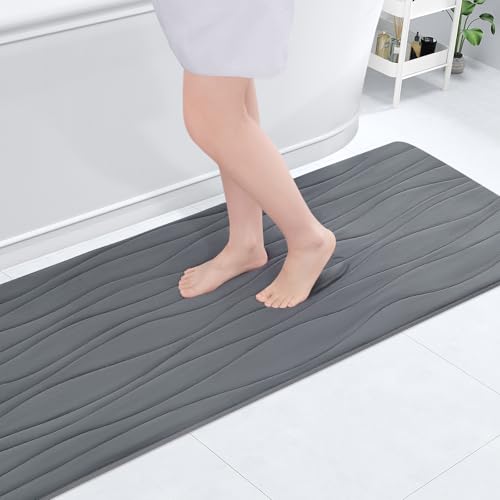Buganda Badezimmerteppich aus Memory-Schaum, extra weich, saugfähig, rutschfest, maschinenwaschbar und trocken, Badteppiche für Badezimmerboden, Badewanne und Dusche, 40 x 150 cm, Dunkelgrau Buganda Badezimmerteppich aus Memory-Schaum, extra weich, saugfähig, rutschfest, maschinenwaschbar und trocken, Badteppiche für Badezimmerboden, Badewanne und Dusche, 40 x 150 cm, Dunkelgrau von Buganda