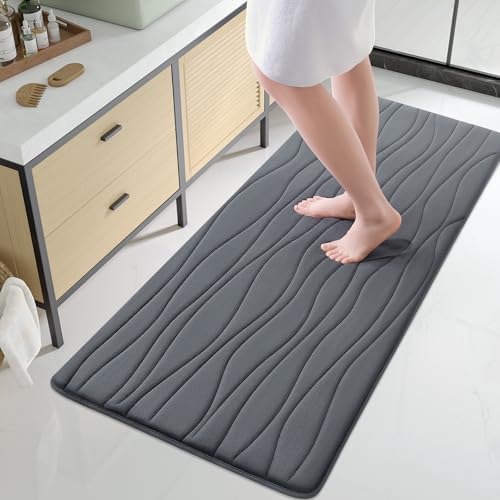 Buganda Badezimmerteppich aus Memory-Schaum, extra weich und saugfähig, rutschfeste und maschinenwaschbar, Badteppiche für Badezimmerboden, Badewanne und Dusche, Dunkelgrau, 70 x 24 cm Buganda Badezimmerteppich aus Memory-Schaum, extra weich und saugfähig, rutschfeste und maschinenwaschbar, Badteppiche für Badezimmerboden, Badewanne und Dusche, Dunkelgrau, 70 x 24 cm von Buganda