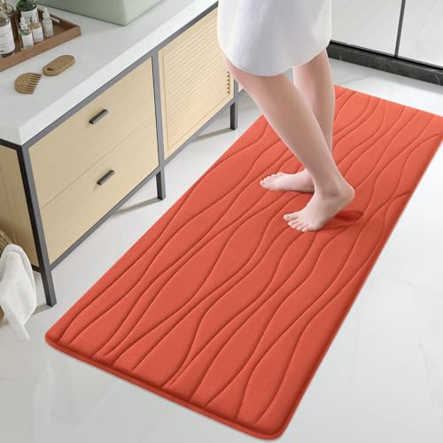 Buganda Badezimmerteppich aus Memory-Schaum, extra weich und saugfähig, rutschfeste und maschinenwaschbare Badteppiche für Badezimmerboden, Badewanne und Dusche, Korallenrot Buganda Badezimmerteppich aus Memory-Schaum, extra weich und saugfähig, rutschfeste und maschinenwaschbare Badteppiche für Badezimmerboden, Badewanne und Dusche, Korallenrot von Buganda