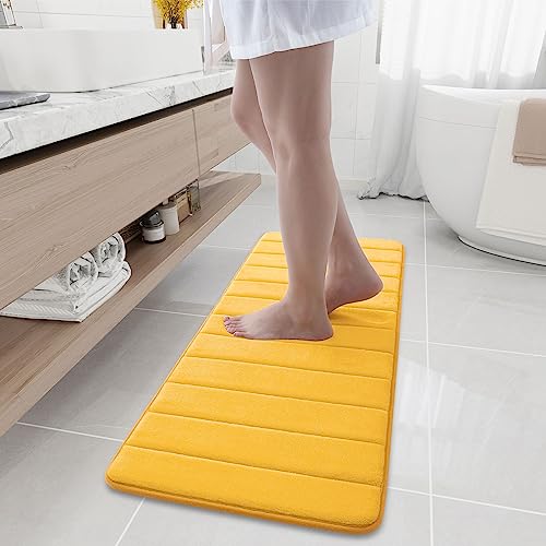 Buganda Memory Foam Badematte Teppich, Ultra Weich und Rutschfest Badezimmerteppiche, Wasser Absorbierend und Maschinenwaschbar Badteppich Läufer für Badezimmer, 43.2x119.4 cm, Gelb von Buganda