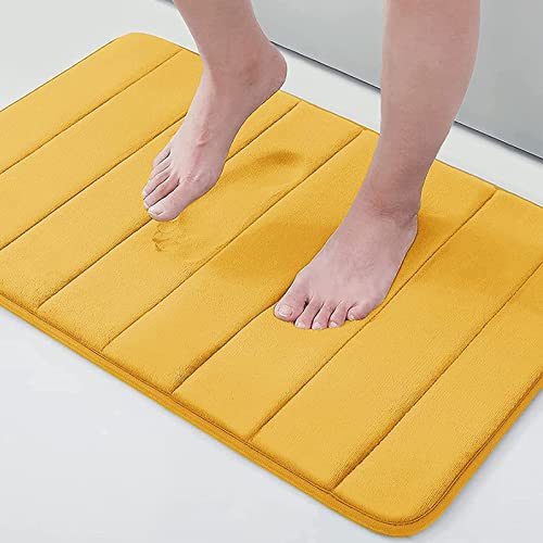 Buganda Memory Foam Badematte Teppich, Ultra Weich und Rutschfest Badezimmerteppiche, Wasserabsorbierend und Maschinenwaschbar Badteppich für Badezimmer, Dusche und Badewanne, 81,3 x 50,8 cm, Gelb von Buganda