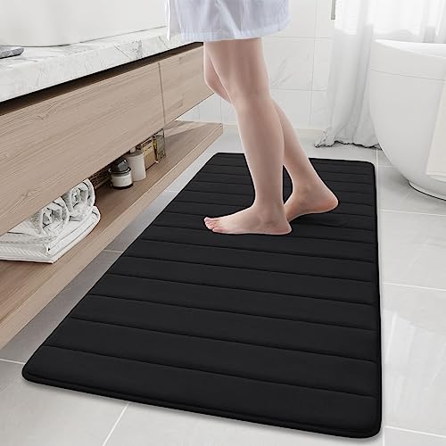 Buganda Memory Foam Badematte Teppich, Ultra weich und rutschfest Badezimmerteppiche, Wasser saugfähig und maschinenwaschbar, Badteppich Läufer für Badezimmer, 61x152.4 cm, Schwarz von Buganda