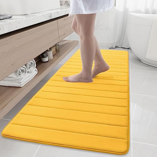 Buganda Memory Foam Badematte Teppich, ultraweiche und rutschfeste Badezimmerteppiche, wasserabsorbierend und maschinenwaschbar, Badteppich, Läufer für Badezimmer, 177.8x61 cm, Gelb von Buganda