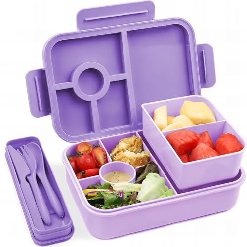 Bugucat Brotdose Kinder 1300ML, Lunchbox Auslaufsicher Mit 5 Fächern, Bento Box für Kinder & Erwachsene, Vesperdose Frühstücksbox für Mädchen & Jungen BPA-Frei Lila Bugucat Brotdose Kinder 1300ML, Lunchbox Auslaufsicher Mit 5 Fächern, Bento Box für Kinder & Erwachsene, Vesperdose Frühstücksbox für Mädchen & Jungen BPA-Frei Lila von Bugucat