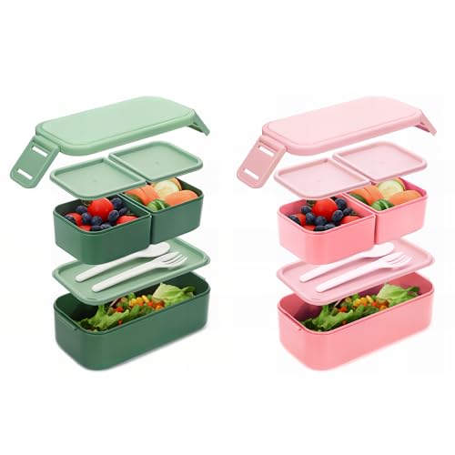 Bugucat Brotdose Kinder mit Fächern 1300ML 2 Set, 2 in 1 Brotdose Lunchbox Kinder mit 3 Fächern, Auslaufsicher Bento Box Lunchbox Erwachsene, Vesperdose Frühstücksbox für Mädchen & Jungen Rosa Bugucat Brotdose Kinder mit Fächern 1300ML 2 Set, 2 in 1 Brotdose Lunchbox Kinder mit 3 Fächern, Auslaufsicher Bento Box Lunchbox Erwachsene, Vesperdose Frühstücksbox für Mädchen & Jungen Rosa von Bugucat