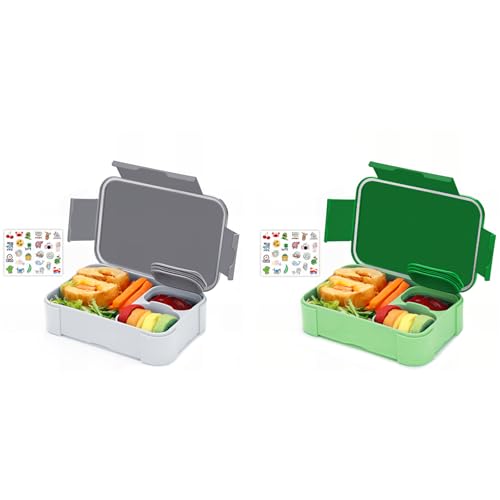 Bugucat Brotdose Kinder mit Fächern 2er Set, 900ml Bento Box Kinder, Auslaufsicher Lunchbox, Jausenbox Brotbox für Erwachsene Kindergarten Schule Ausflüge, Mikrowelle/Spülmaschinenfest von Bugucat