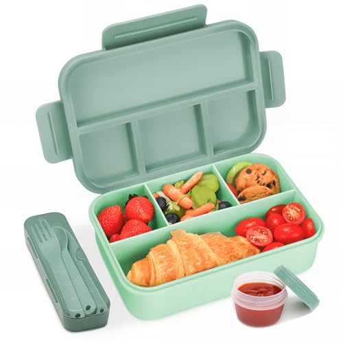 Bugucat Brotdose mit Fächern 1300ML,Lunchbox Kinder Auslaufsicher mit Fächern,Lunch Box Bento Box mit Fächern für Kinder und Erwachsene,Vesperdose Frühstücksbox für Jungen&Mädchen,Dunkelgrün Bugucat Brotdose mit Fächern 1300ML,Lunchbox Kinder Auslaufsicher mit Fächern,Lunch Box Bento Box mit Fächern für Kinder und Erwachsene,Vesperdose Frühstücksbox für Jungen&Mädchen,Dunkelgrün von Bugucat