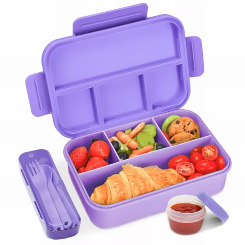 Bugucat Brotdose mit Fächern 1300ML,Lunchbox Kinder Auslaufsicher mit Fächern,Lunch Box Bento Box mit Fächern für Kinder und Erwachsene,Vesperdose Frühstücksbox für Jungen&Mädchen,Lila Bugucat Brotdose mit Fächern 1300ML,Lunchbox Kinder Auslaufsicher mit Fächern,Lunch Box Bento Box mit Fächern für Kinder und Erwachsene,Vesperdose Frühstücksbox für Jungen&Mädchen,Lila von Bugucat