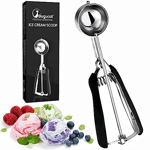 Bugucat Eisportionierer Edelstahl 304, Cookie Scoop 5cm, Ice Cream Scoop Eiscremelöffel mit Auslöser, Eislöffel Keksportionierer Speiseeislöffel für Obst Eiscreme Plätzchen Teig EIS von Bugucat