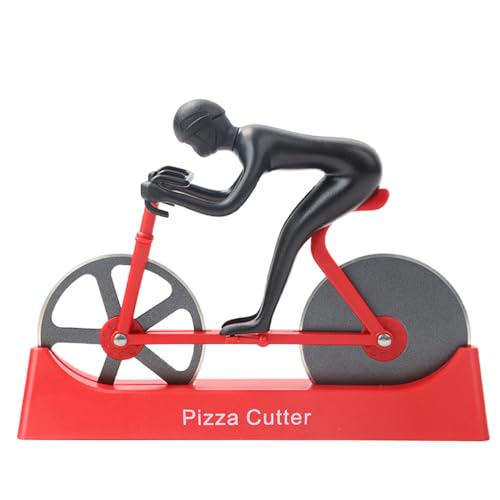 Bugucat Fahrrad Pizzaschneider,Doppel Pizza Cutter aus Antihaft Edelstahl,Pizzaroller Essen Grade Pizza Slicer mit Scharfem Schneiderad,Pizzarad Pizzamesser für Weihnachten Pizza Teig, Rot von Bugucat