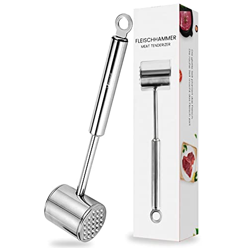 Bugucat Fleischhammer, Grillers Fleischklopfer um Fleisch zu plattieren und weicher zu Machen, Schnitzelklopfer aus 304 Edelstahl für Schnitzel Steaks, mat/Hochglänzend, Spülmaschinengeeignet Bugucat Fleischhammer, Grillers Fleischklopfer um Fleisch zu plattieren und weicher zu Machen, Schnitzelklopfer aus 304 Edelstahl für Schnitzel Steaks, mat/Hochglänzend, Spülmaschinengeeignet von Bugucat