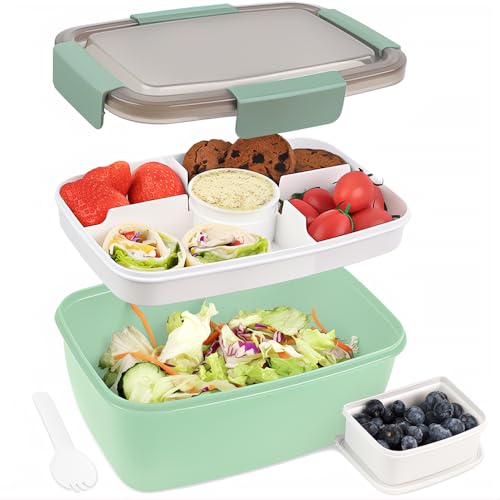 Bugucat Lunchbox Erwachsene 2000ML,Auslaufsichere Brotdose Erwachsene Bento Box mit Fächern für Kinder,Salatbehälter Salatbox to Go mit Gabel,Brotdose Frühstücksbox für Schule Büro,Dunkelgrün Bugucat Lunchbox Erwachsene 2000ML,Auslaufsichere Brotdose Erwachsene Bento Box mit Fächern für Kinder,Salatbehälter Salatbox to Go mit Gabel,Brotdose Frühstücksbox für Schule Büro,Dunkelgrün von Bugucat