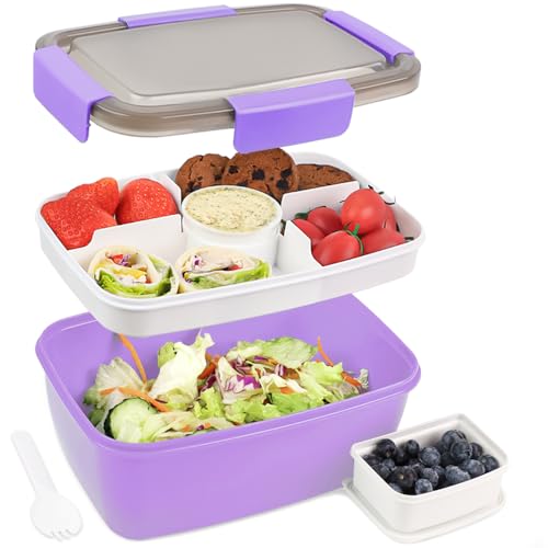 Bugucat Lunchbox Erwachsene 2000ML,Auslaufsichere Brotdose Erwachsene Bento Box mit Fächern für Kinder,Salatbehälter Salatbox to Go mit Gabel,Brotdose Frühstücksbox für Schule Büro,Lila Bugucat Lunchbox Erwachsene 2000ML,Auslaufsichere Brotdose Erwachsene Bento Box mit Fächern für Kinder,Salatbehälter Salatbox to Go mit Gabel,Brotdose Frühstücksbox für Schule Büro,Lila von Bugucat