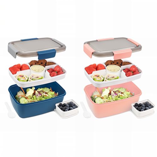 Bugucat Lunchbox Erwachsene 2000ML 2 Set,Auslaufsichere Brotdose Bento Box mit Fächern für Kinder,Salatbehälter Salatbox to Go mit Gabel,Brotdose Frühstücksbox für Schule,Blau + Dunkelrosa Bugucat Lunchbox Erwachsene 2000ML 2 Set,Auslaufsichere Brotdose Bento Box mit Fächern für Kinder,Salatbehälter Salatbox to Go mit Gabel,Brotdose Frühstücksbox für Schule,Blau + Dunkelrosa von Bugucat