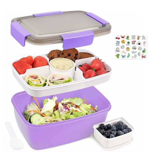 Bugucat Lunchbox Erwachsene 2000ML mit Aufkleber,Auslaufsichere Brotdose Erwachsene Bento Box mit Fächern für Kinder,Salatbehälter Salatbox to Go mit Gabel,Brotdose Frühstücksbox,Lila Bugucat Lunchbox Erwachsene 2000ML mit Aufkleber,Auslaufsichere Brotdose Erwachsene Bento Box mit Fächern für Kinder,Salatbehälter Salatbox to Go mit Gabel,Brotdose Frühstücksbox,Lila von Bugucat