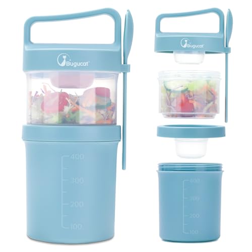 Bugucat Müslibecher To Go 560ML+360ML,2 in 1 Joghurtbecher To Go mit Löffel und Deckel, Auslaufsicher Cornflakes to Go mit Griff für Joghurt,Müslidose Müslischale Frühstücksdose Blau Bugucat Müslibecher To Go 560ML+360ML,2 in 1 Joghurtbecher To Go mit Löffel und Deckel, Auslaufsicher Cornflakes to Go mit Griff für Joghurt,Müslidose Müslischale Frühstücksdose Blau von Bugucat