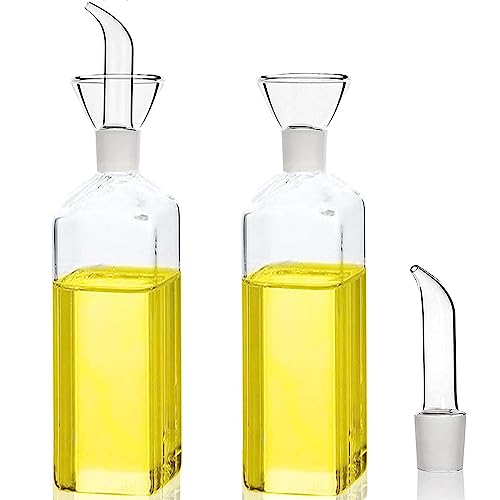 Bugucat Ölflasche Glasflasche 500ml (2er-Pack), Essig & Ölflasche Spender Likörflaschen Schnapsflaschen Öl Essig Olivenöl Messspender mit Auslaufsicher für Speiseöl Salat BBQ Backen Braten Grillen von Bugucat