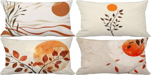 Gebranntes Orange Kissenbezug 40x70 Nordeuropa Outdoor Kissenbezug Weich Dekokissen 4er Set Doppelseitig Musterdesign Sofakissen Deko Wohnzimmer, Sommer Outdoor Terrasse Garten Bank Zierkissen m18-G Gebranntes Orange Kissenbezug 40x70 Nordeuropa Outdoor Kissenbezug Weich Dekokissen 4er Set Doppelseitig Musterdesign Sofakissen Deko Wohnzimmer, Sommer Outdoor Terrasse Garten Bank Zierkissen m18-G von Bugufen