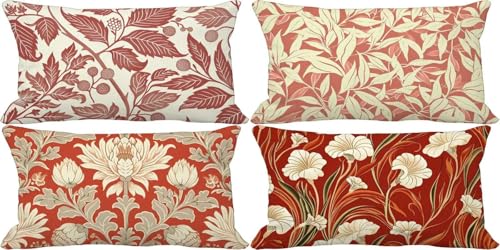 Gebranntes Orange Kissenbezug 40x80 Blume Outdoor Kissenbezug Weich Dekokissen 4er Set Doppelseitig Musterdesign Sofakissen Deko Wohnzimmer, Sommer Outdoor Terrasse Garten Bank Auto Zierkissen y22-6 Gebranntes Orange Kissenbezug 40x80 Blume Outdoor Kissenbezug Weich Dekokissen 4er Set Doppelseitig Musterdesign Sofakissen Deko Wohnzimmer, Sommer Outdoor Terrasse Garten Bank Auto Zierkissen y22-6 von Bugufen