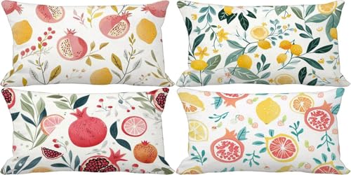 Kleine Frische Kissenbezug 40x80 Blume Outdoor Kissenbezug Weich Dekokissen 4er Set Doppelseitig Musterdesign Sofakissen Deko Wohnzimmer, Sommer Outdoor Terrasse Garten Bank Auto Zierkissen a37-I von Bugufen