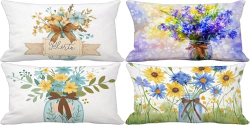 Kleine Frische Kissenbezug 60x80 Blume Outdoor Kissenbezug Weich Dekokissen 4er Set Doppelseitig Musterdesign Sofakissen Deko Wohnzimmer, Sommer Outdoor Terrasse Garten Bank Auto Zierkissen f19-5 Kleine Frische Kissenbezug 60x80 Blume Outdoor Kissenbezug Weich Dekokissen 4er Set Doppelseitig Musterdesign Sofakissen Deko Wohnzimmer, Sommer Outdoor Terrasse Garten Bank Auto Zierkissen f19-5 von Bugufen